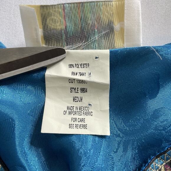 Vintage Dentelle Turquoise Brocade Slip Dress Size M Nightgown Loungewear Chic - Picture 6 of 13